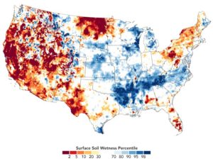 Map of U.S. showing drought