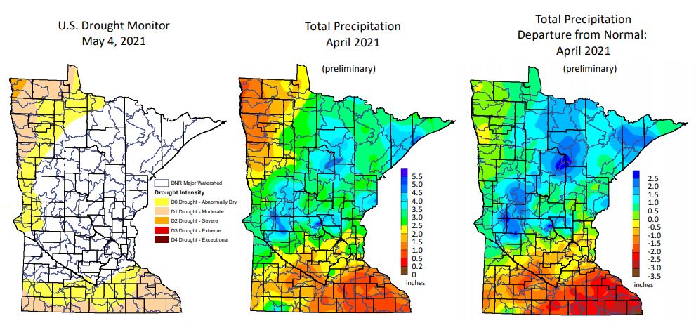 three Minnesota precipitation maps