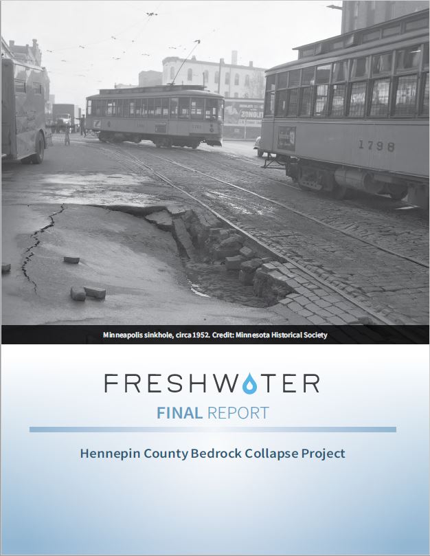 Cover of report with historic sinkhole photo