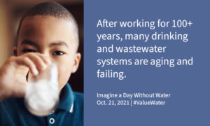 After working for 100+ years, many drinking and wastewater systems are aging and failing. Imagine a Day Without Water, Oct. 21, 2021 #ValueWater
