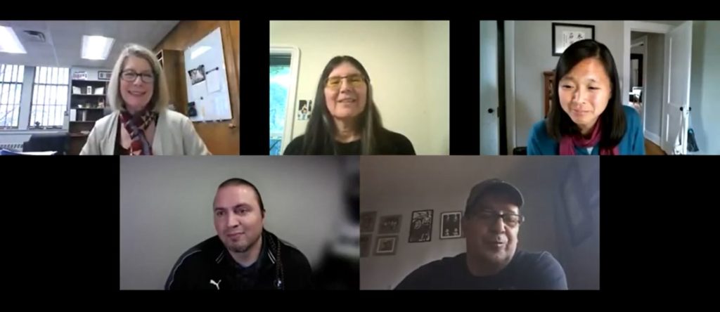 Five panelists on a Zoom webinar