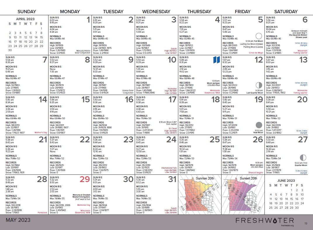 Minnesota Weatherguide Environment Calendars