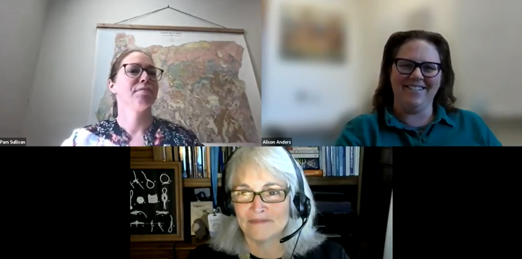 A screenshot of a Zoom meeting with three participants